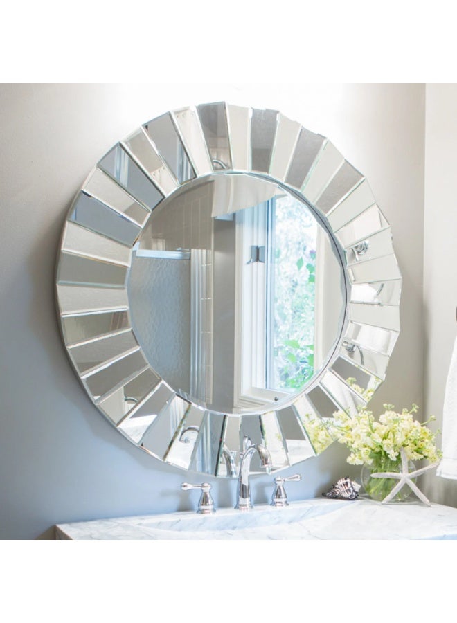 Decorhills Round Wall Mirror – Silver Circle Decorative Mirror with Special Ornate Frame for Living Room, Bedroom, Bathroom, Vanity, Hallway Home Décor - Image 5